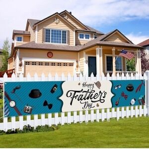 New Arosche Fathers Day Banner Decorations 120" x 20" Double Printed Happy Fathe
